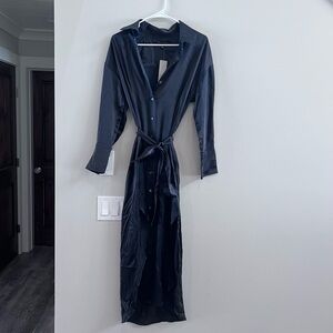 BANANA REPUBLIC PETITE MEDIUM 100% SILK NWT MUSE SILK MAXI SHIRTDRESS